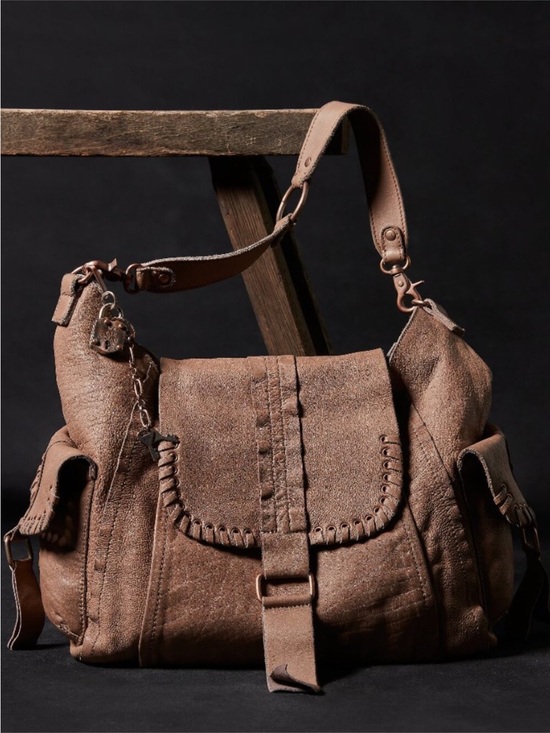 We The Free Handbags - Free People We The Free Leigh Distressed Leather Hobo Chocolate Boho